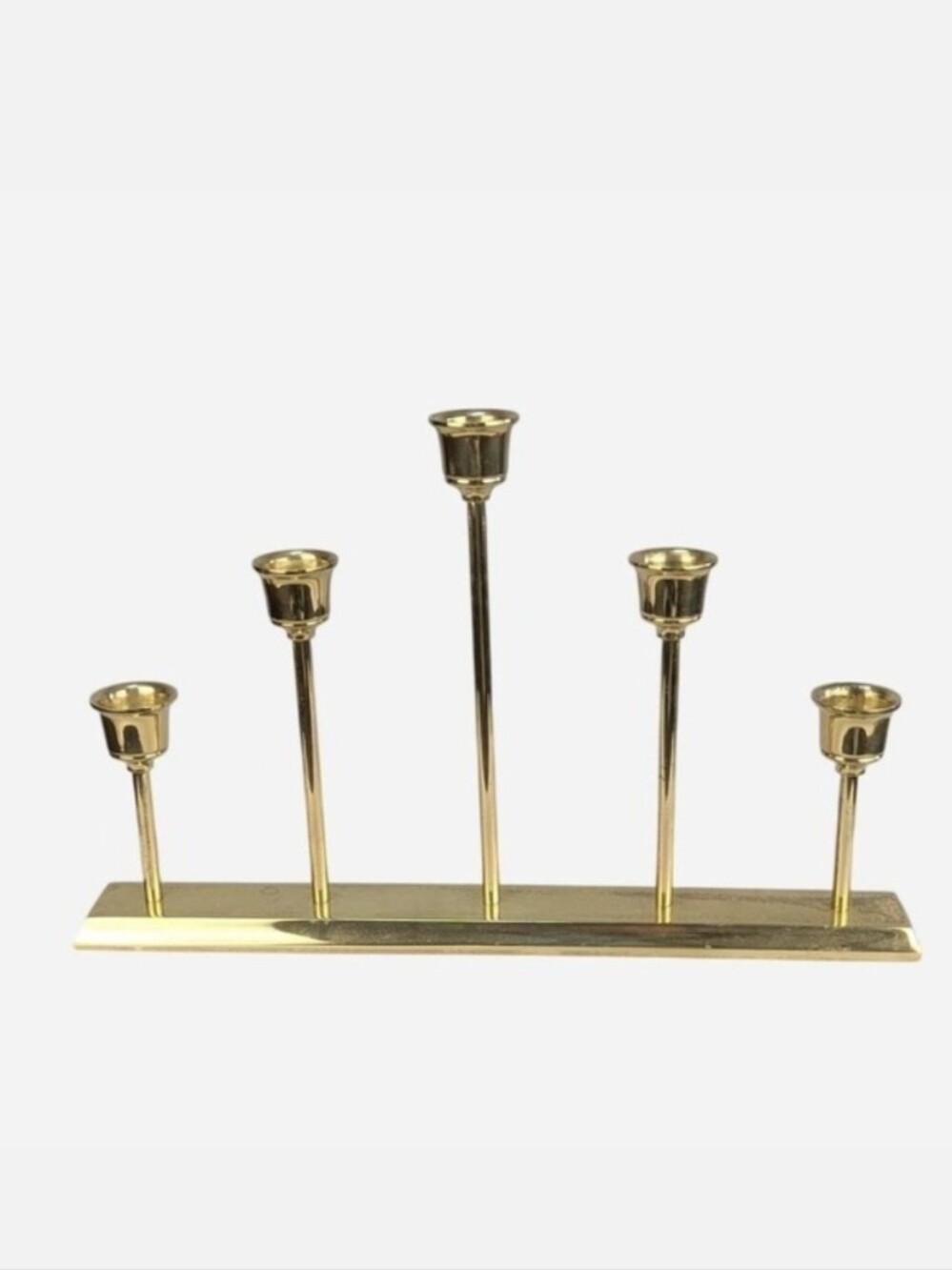 Vintage Mid Century Modern Brass 5 Arm Graduated Candelabra